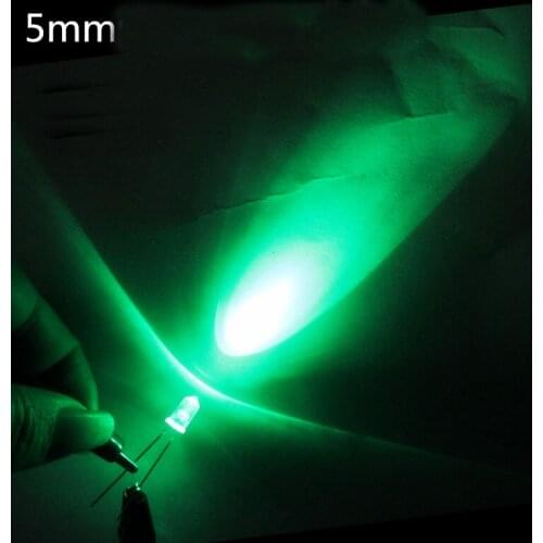 5mm GREEN LED lamp beads round head Bright F5 light emitting diode short pin 1000pcs