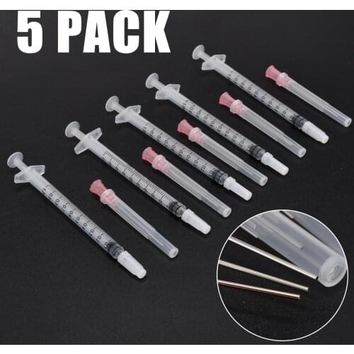 5pcs 1ml Dispensing Syringe + Blunt Tip Needle 18 Gauge 1.5 Inch Syringes Tip Caps For Liquid Guel Adhesives Industrial Supplies