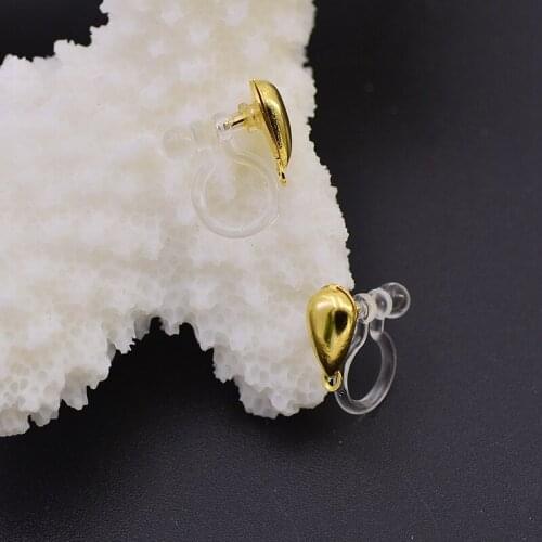 50pcs No Pierced Plastic Transparent Ear Clip Painless Ear Strap with Heart-shaped/teardrop-shaped Loop DIY Earring Finding