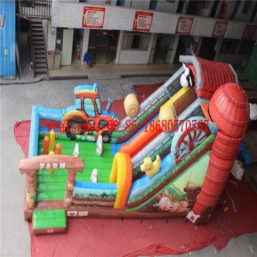 Africa Savanna Giraffe Animal Inflatable Slide Wonderful Dry Slides For Kids