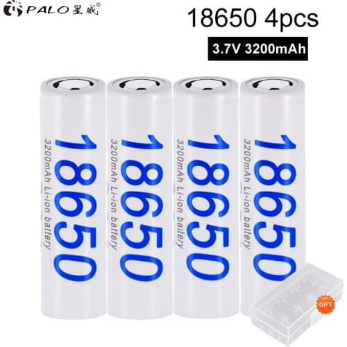 PALO 18650 Rechargeable Battery 3.7V Li-ion 3200mAh 18650 Lithium Rechargeable Batteries NCR18650 For Flashlight