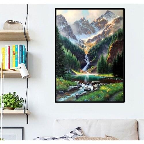 DIY Diamond Painting Waterfall Landscape 5d Handicraft Full Square Diamond Embroidery Cross Stitch Mountain Wall Art E1557