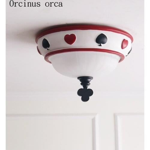 American modern fairy tale ceiling lamp childrens room boys bedroom creative personality playing cards glass ceiling lamps