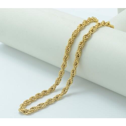 Anniyo 100cm/80cm/50cm Twisted Chain Necklace for Men/Women Gold Color Wholesale Cheap Necklaces Long #004506