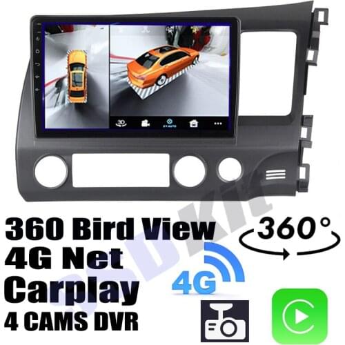 Car Audio Navigation GPS Stereo Media Carplay DVR 360 Birdview Around 4G Android System For HONDA Civic 8 FA FD FG FN 2005~2012