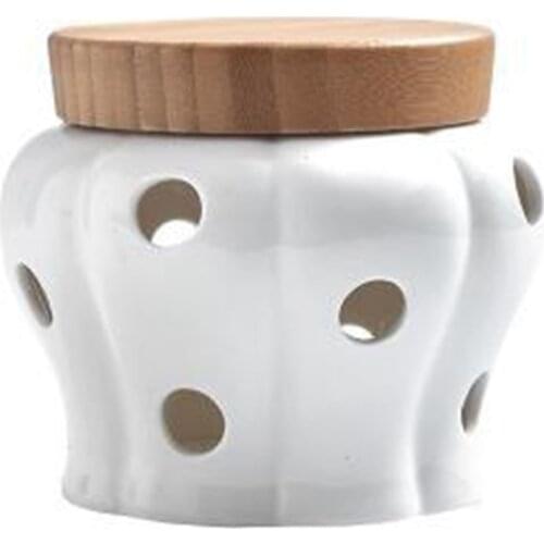 Storage Cans Garlic Ginger Storage Tank Jar Bamboo Cover Kitchen Organizer Tools Home Decoration Accessories