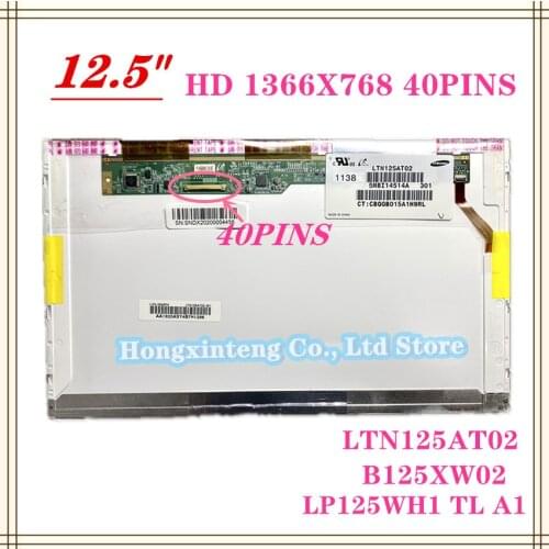 Free shipping B125XW02 V.0 LTN125AT02 LP125WH1 For HP 2560p 2570p Laptop Lcd Screen 1366*768 40pin A