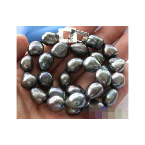Luster 17" BAROQUE TAHITIAN BLACK PEARL NECKLACE