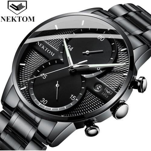 Nektom Watch Men Top Brand Luxury Men Fashion Casual Dress Watch Military Army Quartz Wristwatch SUN MOON Relogio Masculino