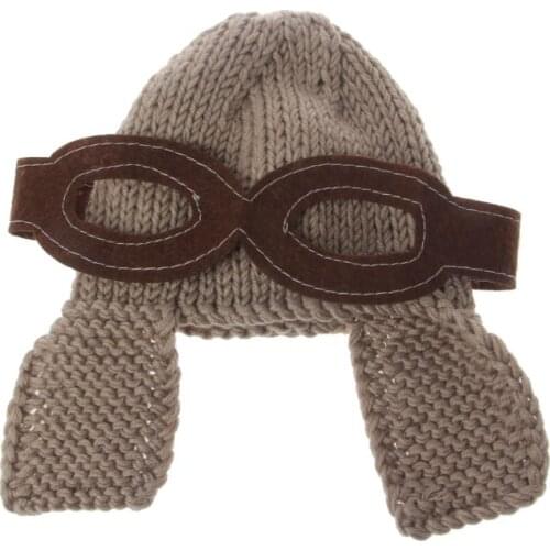 Baby Photography Cap Manual Knitting Baby Photo Props Pilot Style Hats