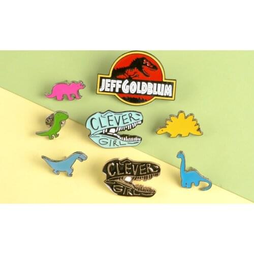 Cartoon dinosaur enamel pin Stegosaurus Athlon Long necked dragon brooches Lapel pin badge Clothes backpack jewelry gift for kid