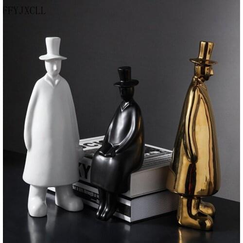 EUROPEAN CERAMIC DOLL HOME DECORATION OFFICE WORKER MR. HAT
