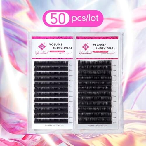 Genielash individual eyelashes volume eyelash extensions high quality false eyelashe mink eyelashes professional makeup50pcs/lot