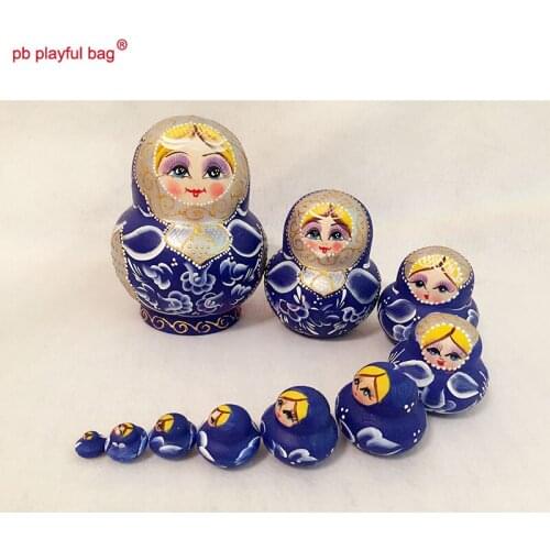 PB Playful bag Ten layer colorful exquisite Russian dolls wooden DIY toy set craft birthday gift creative home furnishing HG95