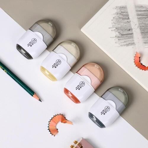 JIANWU Creative Single Hole Pencil Sharpener Eraser Two in one Multifunctional Office Stationery Mini Cute School Supplies