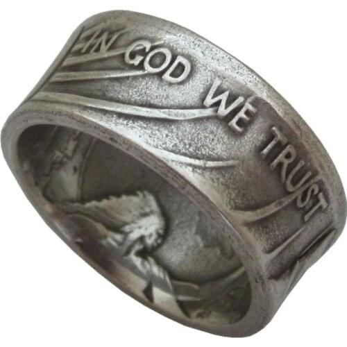 1926 Handcraft Coin Ring Made from Kennedy Half Dollar Silver Plated Copy Coins