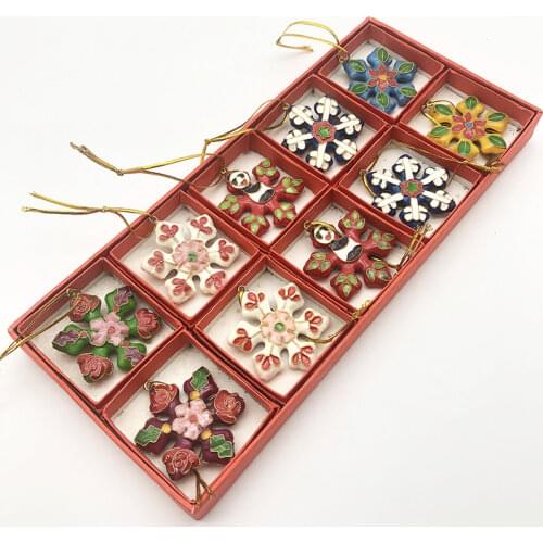 Collectibles 10pcs Chinese Handmade Cloisonne/Enamel Snowflake Ornament Charms
