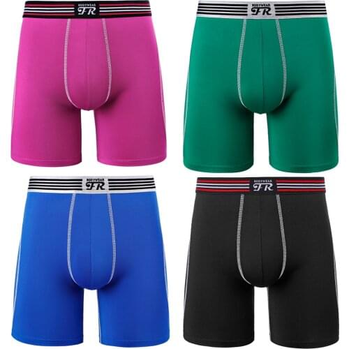 FR Mens Compression Boxer Sport Long Leg Underwear 4-Pack