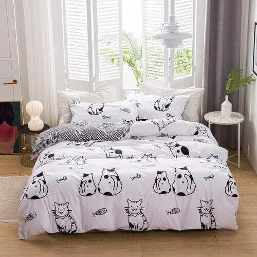 Cartoon Bedding Set Cute Cats Printed 3D Duvet Cover Set Twin Full Queen King Double Size Comforter Bed Set juegos de cama T286