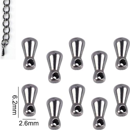 20pcs 2.6*6.2mm Stainless Steel Water Drop End Beads For DIY Extender Chain Pendant Jewelry Findings Making Supplies Accessories