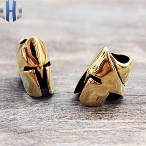 Sparta Brass Helmet Modeling Knife Beads Cord Buckle EDC Umbrella Rope Zipper Pull Paracord Multi Tools Knife Lanyard Beads