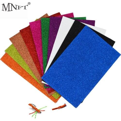 MNFT 2Pcs Random Color 20*30cm 1.8mm Glitter EVA Fly Tying Foam Sheets Paper Ant Beetle Caddis Fly Tying Material