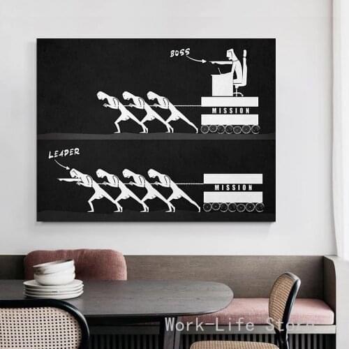 Boss or Leader Motivational Quote Canvas Painting Wall Art Inspirational Poster and Prints Modern Black Picture For Home Decor