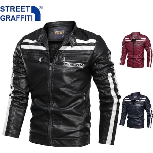 2021 Men New Winter Motor Leather Jacket Men Casual Autumn Baseball PU Fleece Jackets Coat Fashion Slim Biker Leather Jacket Men