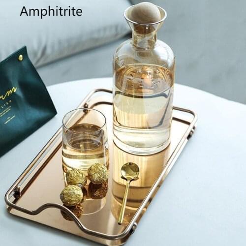 Nordic Stainless Steel Rectangular Tray Set Home Sitting Room Cup Coffee Cup Water Tea Tray Fruit Metal Plating Tray Tableware