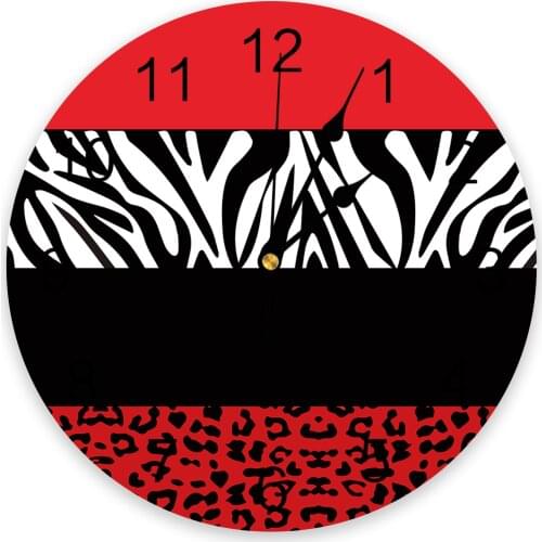 Red Zebra Leopard Print Wall Clock For Modern Home Decoration Teen Room Living Room Needle Hanging Watch Table Clock