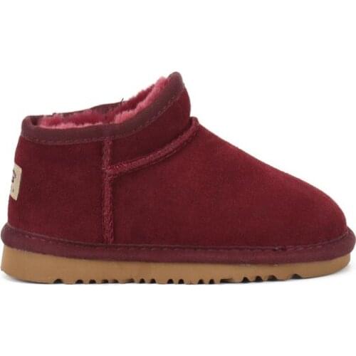 New Australian ankle Snow Boots Genuine Leather Boots for Girls Boys Winter Warm Childrens Shoes Plush Fur Lazy Kids shoes