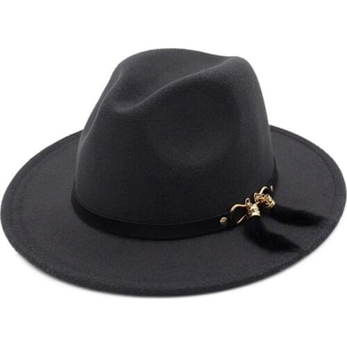 Women Winter 11 Colors Wool Trilby Fedora Panama Vintage Felt Hat Lady Flat Brim Jazz Cap Hat with Belt Feather European Us