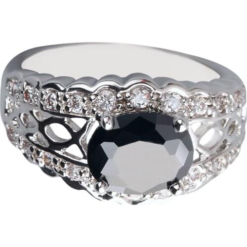 OVAL Black Onyx 6*9mm Semi-precious Stone Sterling Silver AiMolies Ring Q1053O