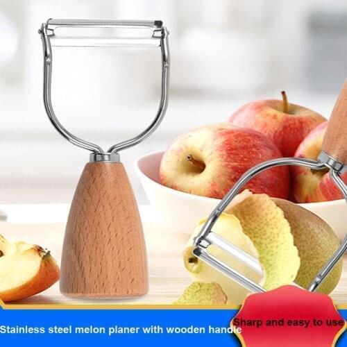 Stainless Steel Potato Fruit Shred Grater Vegetable Slicer Peeler Wood Handle Knife Peeler Zester Razor Sharp Cutter