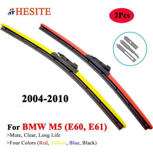 HESITE Colorful Wiper Blades For 2 Door BMW M5 E60 AWD Alpina Sedan Sport 2009 2010 530I 540I 550I Models Yellow Hybrid Wipers