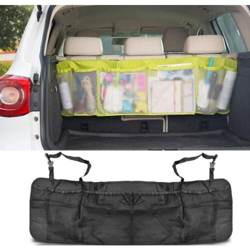 Car SUV Rear Seat back Trunk Seat Bag Organizer Backseat Storage Bag Net Big Capacity Foldable Auto Stowing Tidying Accessories