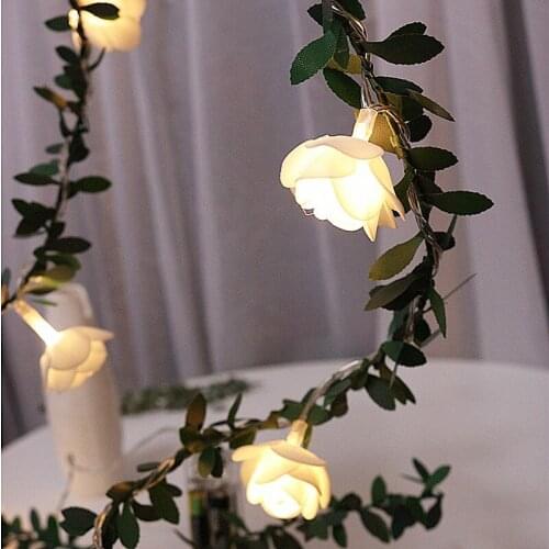 Artificial Flower Led String Lights Fairy Garland Christams Lights Outdoor Navidad Decorations for Home New Year Wedding Decor