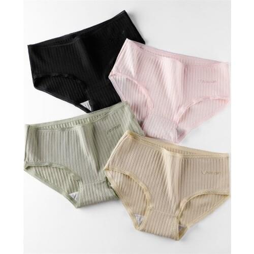 1pcs Womens Cotton Panties Soft Striped Women Underpants Solid Girls Briefs Sexy Female Lingerie M-XL Comfort Underwear
