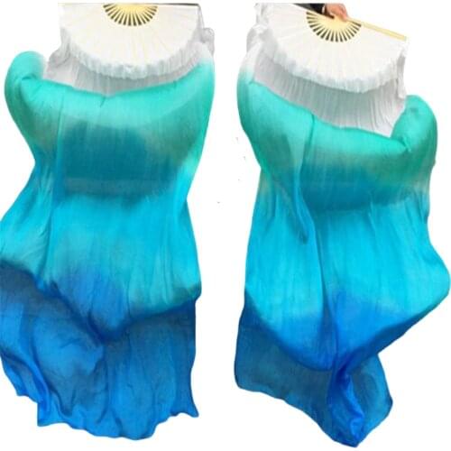 150cm Pure Silk Fan Veils For Belly Dance Costume Accessory Colorful Bambo Folding Fans Oriental Dancer Kids Adult Free Shipping