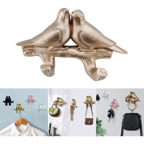 Little bird resin hook Non-marking Self Adhesive Coat Cap Display Racks door back key hanger Creative home wall decoration Hook