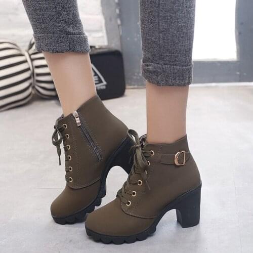 Shoes Women Ankle Boots Size Women Platform High Heels Womens Boots Buckle Shoes Thick Heel Short Boot Ladies Drop Shipping