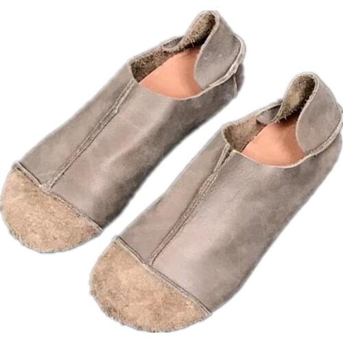 Women Loafers 100% Genuine Leather Handmade Casual Retro Slip On Ladies Flats Shoes Pregnant Women Shoe Mother Flats Shoes