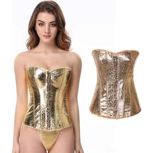 Steampunk Corset Women Sexy Lingerie Fashion Strap Golden Gothic Corsets and Bustier Overbust Outwear Corselet Top Corsetto
