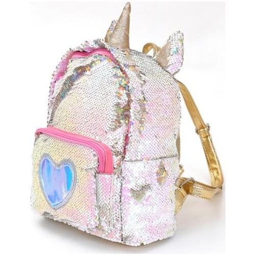 2021 Women Sequins Backpack Cute Unicorn Schoolbag For Teenage Student Girls Satchel Female mochila de couro Backpack School Bag