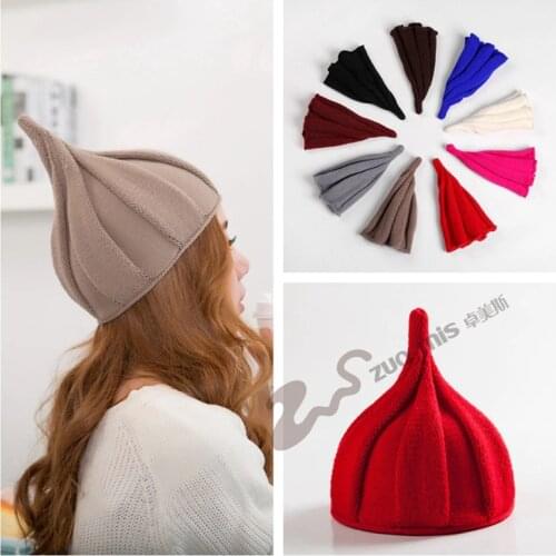 Winter Beanie Classic Tight Pointy Knitted Female Hat Fashion Colorful Beanies Womens lovely caps
