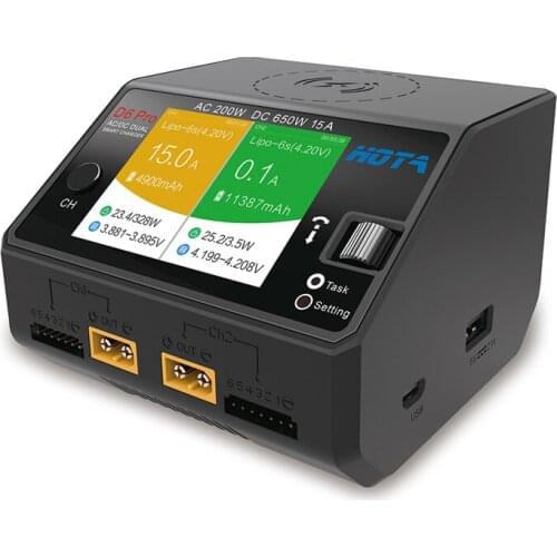 1PC HOTA D6 Intelligent Balance Charger Discharger AC/DC Dual Channel 650W 15A For RC Plane Boats Lipo Lithium Battery