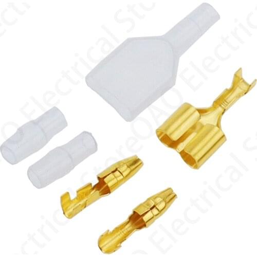 10/20/50sets 4.0 bullet terminal car electrical wire connector diameter 4mm Male + Female 1 : 2 Transparent sheath