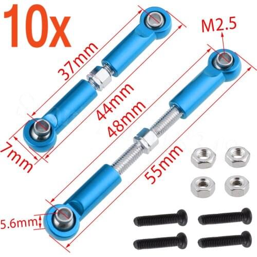 10Pairs/Lot Aluminum Front Upper Suspension Arm Steering Linkage Rod Link 0020 For WLtoys 1/12 Scale RC Car 12428 12423 Parts