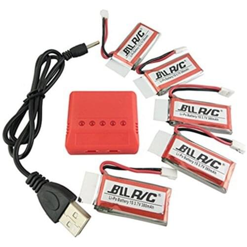 3.7V 380mAh 25C Battery and Charger For Hubsan X4 H107C H107D H107L JXD385 F108C Hs170 X11c UDI U816 Parts