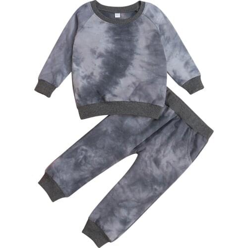 3Pcs Toddler Infant Kids Baby Girls Boys Tie-dye Suit, Long Sleeves + Trousers, Elastic Waist Closure Spring Clothing